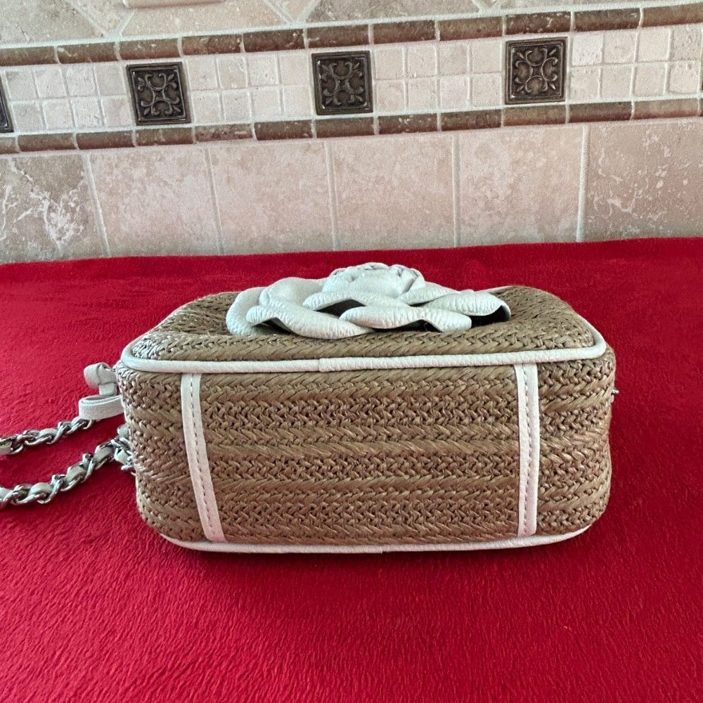 BRIGHTON STRAW ROSIE WHITE CAMERA BAG CELL PHONE CROSSBODY EUC - Picture 8 of 12